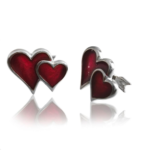 Sterling Silver Double Heart Cufflinks