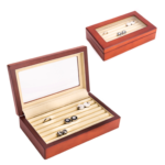 Brown Wood Cufflinks Case