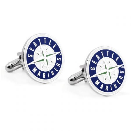 MLB Seattle Mariners Game used Baseball Cufflinks in Silver - Cufflinks Depot