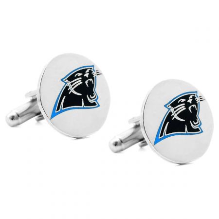 NFL Carolina Panthers Cufflinks in Black/Red/Blue - Cufflinks Depot