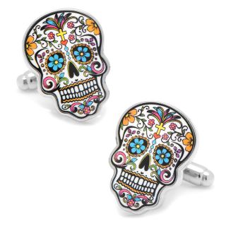 Colorful Day of the Dead Sugar Skull Cufflinks