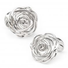 Sterling Silver Rose Flower Cufflinks