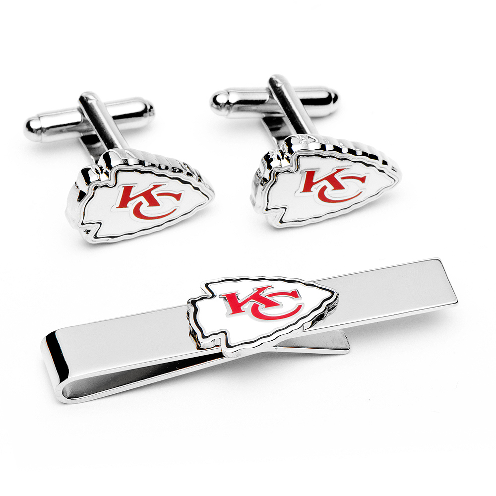 NFL Kansas City Chiefs Game used Football Cuff Links in Silver - Cufflinks Depot