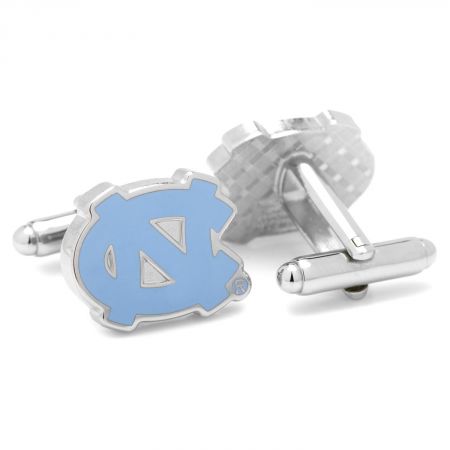 NCAA North Carolina Tar Heels Logo Cufflinks in White/Blue/Silver - Cufflinks Depot