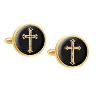 Gold Color Budded Cross Cufflinks