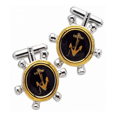 Anchor in Ships Wheel Cufflinks