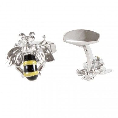 Silver Engravable Bumble Bee Cufflinks