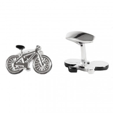 Silver Bicycle Engravable Back Cufflinks