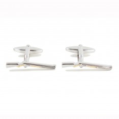 Two Tone Rhodium Shotgun Cufflinks