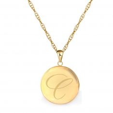 Gold Finish Engravable Charm Pendant Necklace