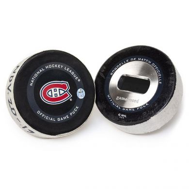 Montreal Canadiens Game Used Puck Bottle Opener