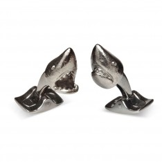 Grey Rhodium Shark Head Cufflinks