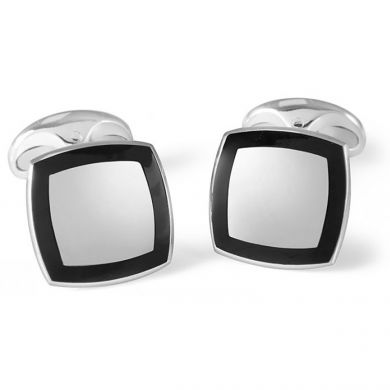 Sterling Silver Cufflinks With Black Border