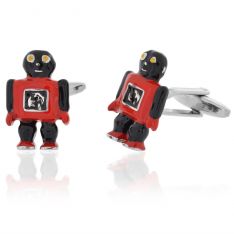 Enameled Red Robot Cufflinks