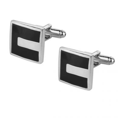 Dramatic Black Enamel Square Cufflinks