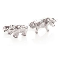 Oxidised Silver Bear and Bull Mechanical Cufflinks with Swarovski