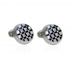 Mother of Pearl Checkered Onyx Cufflinks
