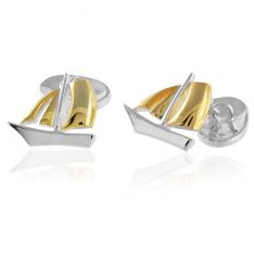 Two-Tone Sailing Boat Engravable Cufflinks