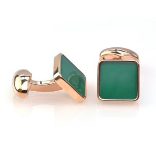 Green Agate Rose Gold Cufflinks