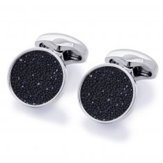 Jet Black Swarovski Moondust Cufflinks