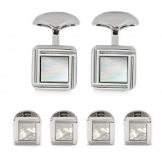 Intricate Square Mother of Pearl Stud Set