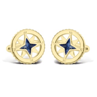 Vermeil Lapis Filled Compass Cufflinks