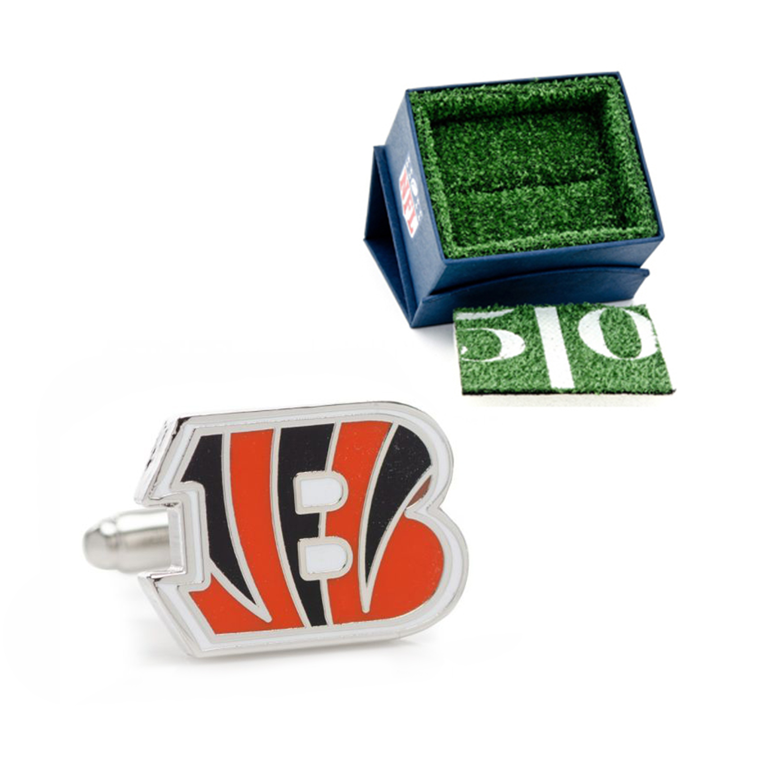 NFL Cincinnati Bengals Cufflinks in Black/Orange/Silver - Cufflinks Depot