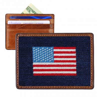 Needlepoint American Flag Card Wallet