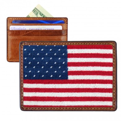 Needlepoint Big American Flag Card Wallet