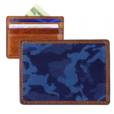 Needlepoint Navy Camo Card Wallet