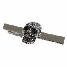 Rhodium Skull Tie Clip