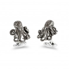 Sterling Silver Oxidized Octopus Cufflinks