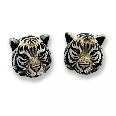 Hand Carved & Painted White Tiger Cufflinks