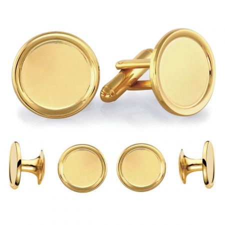 Gold Round Cufflinks in Sterling Silver