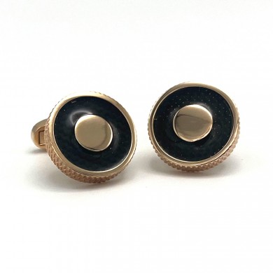 Rose Gold Round Inner and Outer Textured Cufflinks