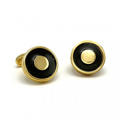 Gold Round Inner and Outer Textured Cufflinks