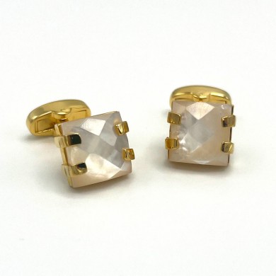 Gold Square Pearlescent Cufflinks