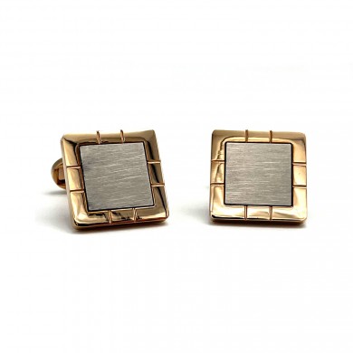 Gold Square Brushed Silver Inner Square Cufflinks