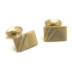 Brushed Gold Rectangular Silver bar Cufflinks
