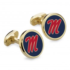 Gold Ole Miss Enamel Cufflinks