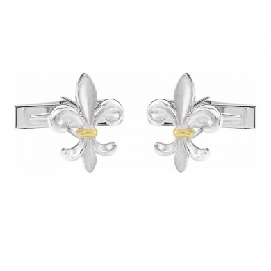 Two Tone Sterling Fleur De Lis Cufflinks