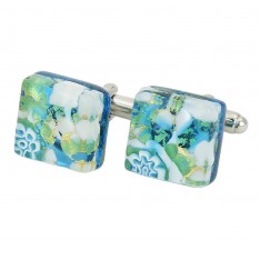 Ocean Blue and Gold Murano Glass Cufflinks