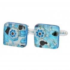 Sky Blue and Purple Murano Glass Cufflinks