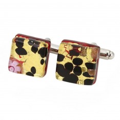 Crimson and Gold Millefiori Murano Glass Cufflinks