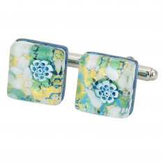 Ocean Blue and Gold Murano Glass Cufflinks