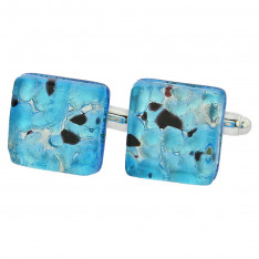 Sky Blue and Purple Murano Glass Cufflinks