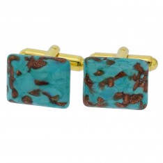 Ocean Coral Rectangular Murano Glass Cufflinks