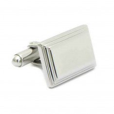 Silver Stepped Rectangle Engravable Cufflinks