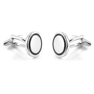 Versatile Black Circle Engravable Cufflinks