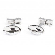 Polished Silver Football Cufflinks